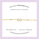 Tiny Jewels branding and product information for Tiny Jewels Kadas on a light purple background