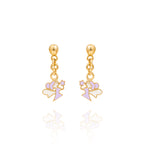 Tiny Jewels gold angel-shaped earrings on a white background