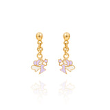 Tiny Jewels gold angel-shaped earrings on a white background