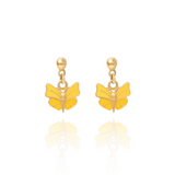 Tiny Jewels gold butterfly earrings on a white background