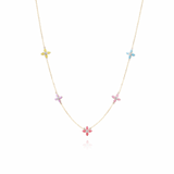 Tiny Jewels necklace with colorful butterfly pendants on a white background