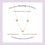 Tiny Jewels necklace with decorative elements on a light purple background