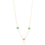 Tiny Jewels gold necklace with butterfly pendants on a white background