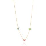 Tiny Jewels gold necklace with butterfly pendants on a white background