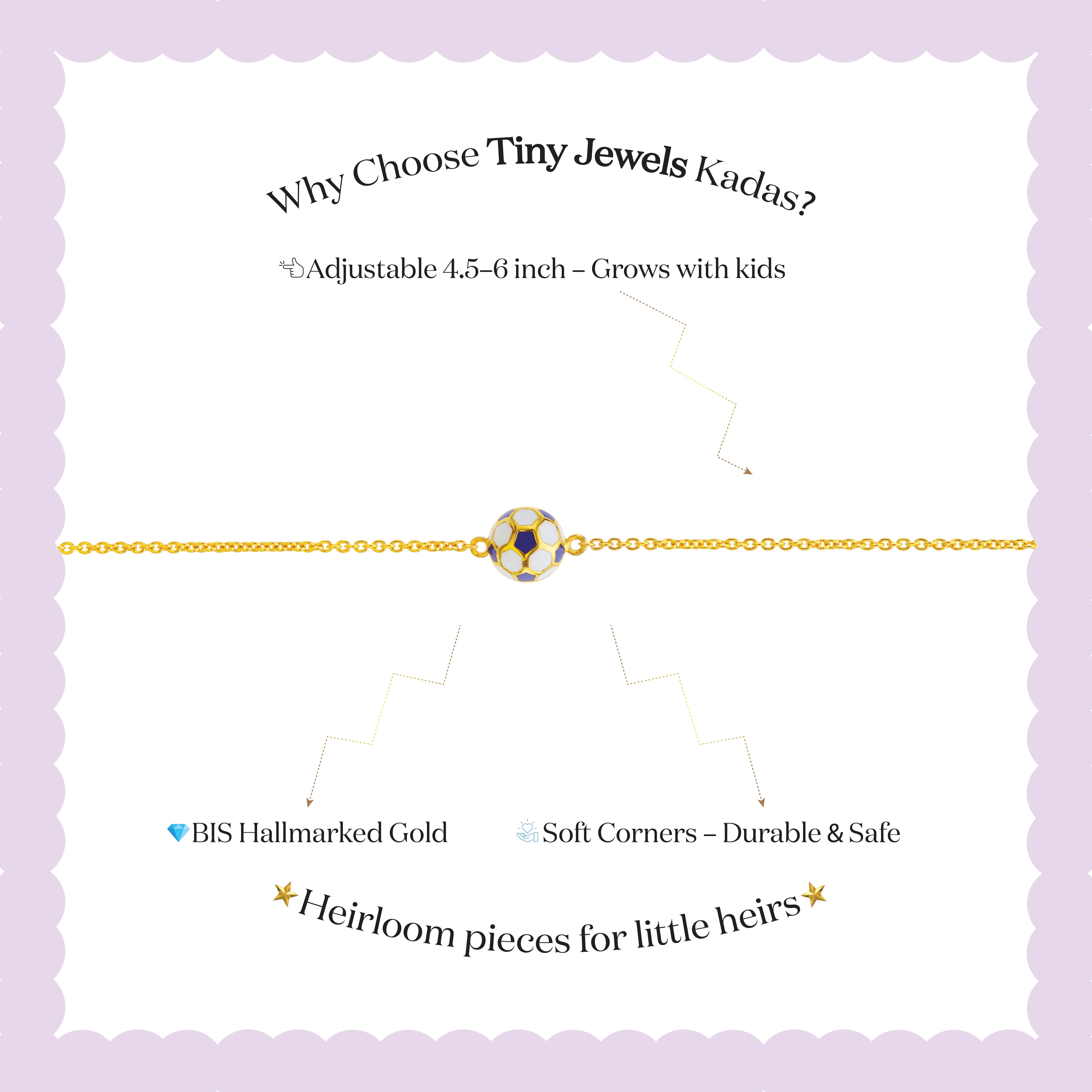 Tiny Jewels advertisement for Tiny Jewels Kadas jewelry on a light purple background