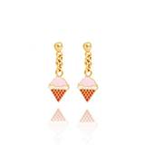 Tiny Jewels ice cream cone earrings with gold accents on a white background