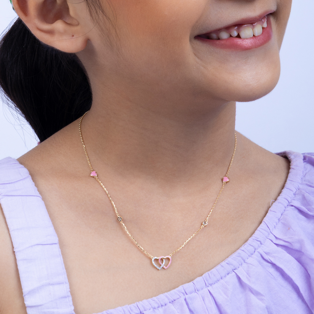 Heart Chain Loop 14KT Solid Gold Love Loop Heart Chain for Girls | Lab Grown Diamond ...