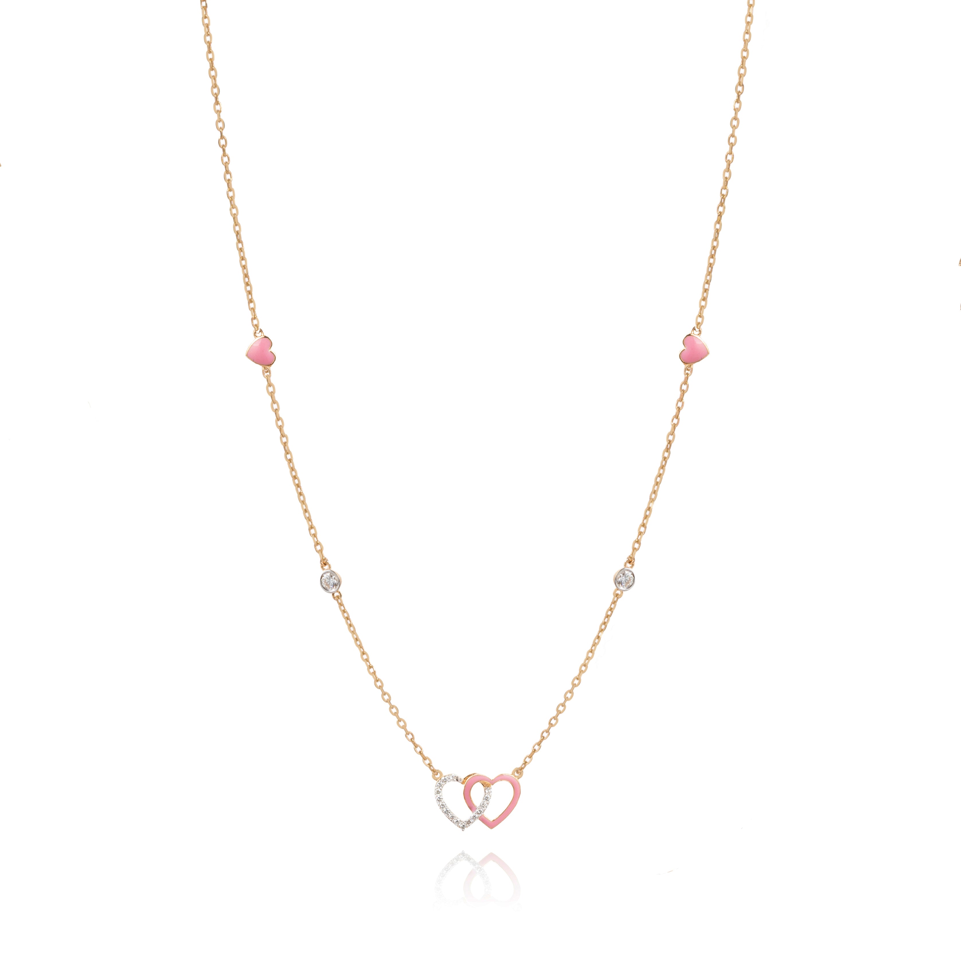 Heart Chain Loop 14KT Solid Gold Love Loop Heart Chain for Girls | Lab Grown Diamond ...