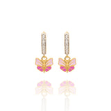 Pink Butterfly Gold Earrings for Girls