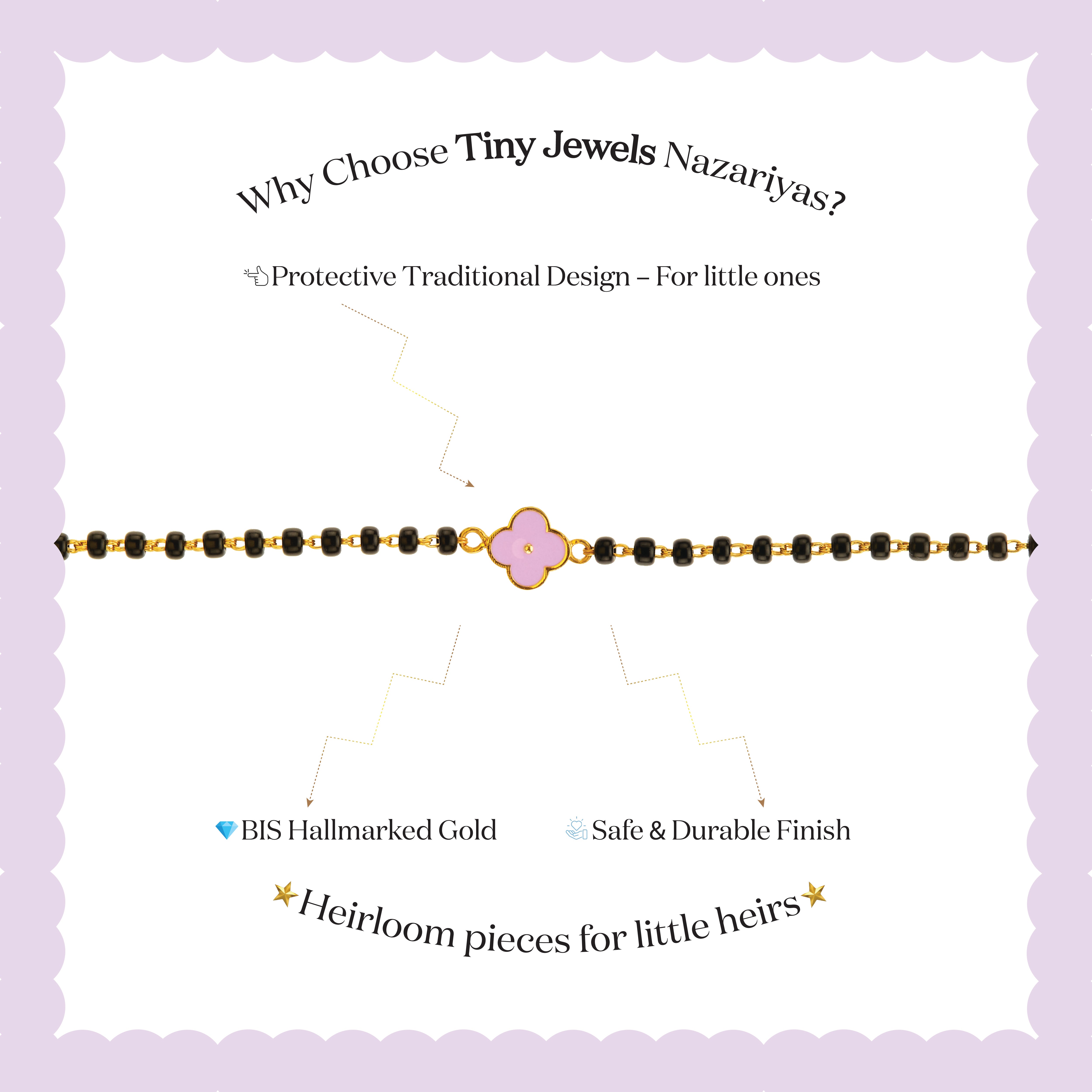 Tiny Jewels advertisement for Tiny Jewels Nazariyas jewelry on a light purple background