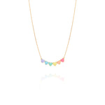 Tiny Jewels necklace with colorful heart-shaped pendants on a white background