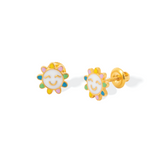 Tiny Jewels sun-shaped earrings with colorful accents on a white background