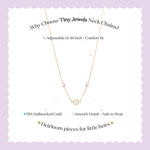 Tiny Jewels necklace with text on a light purple background